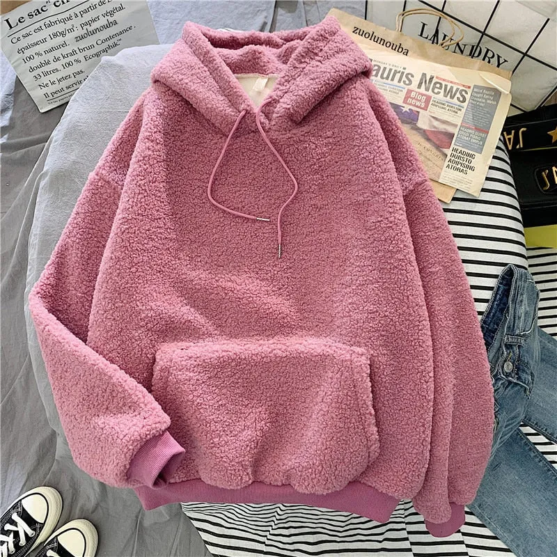 Velvet Cashmere Women Hoody Sweatshirt