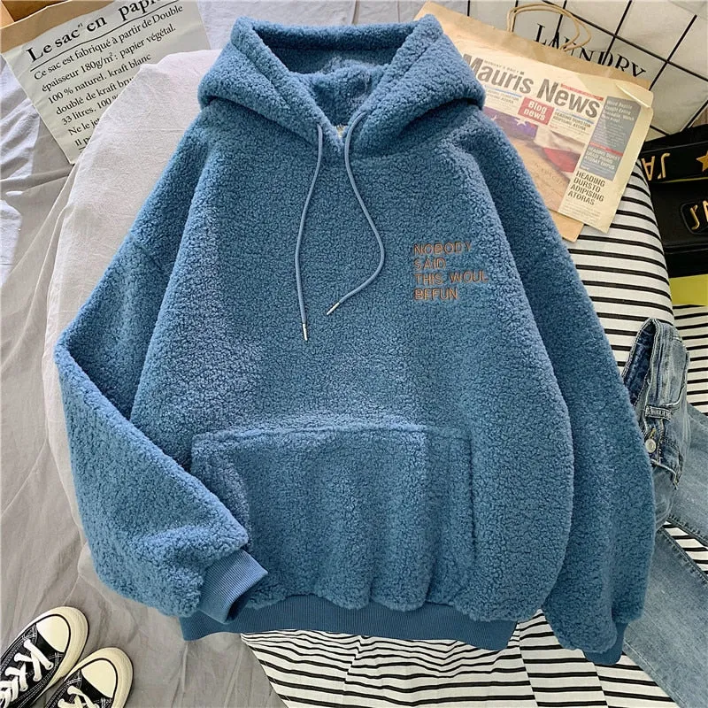 Velvet Cashmere Women Hoody Sweatshirt