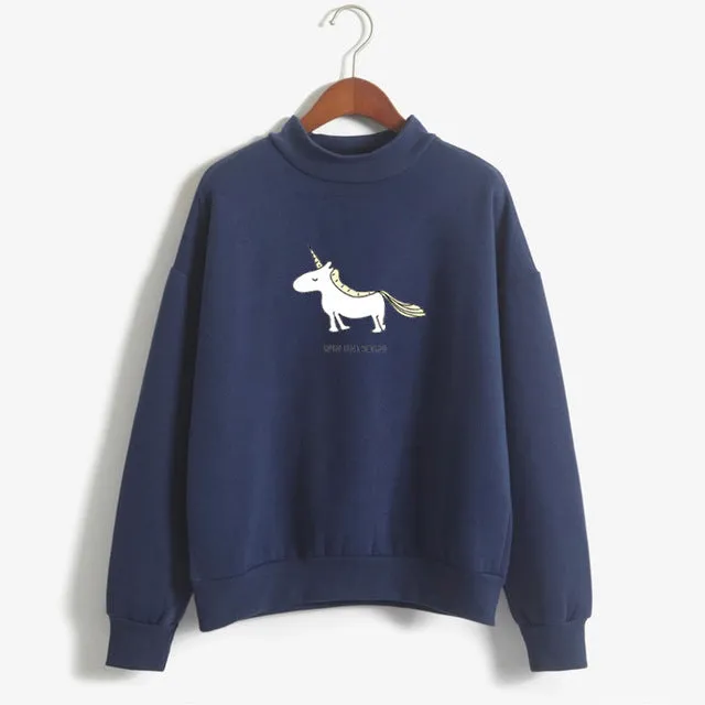 VenusFox Women's Unicorn Print Long Sleeve Casual Sweater