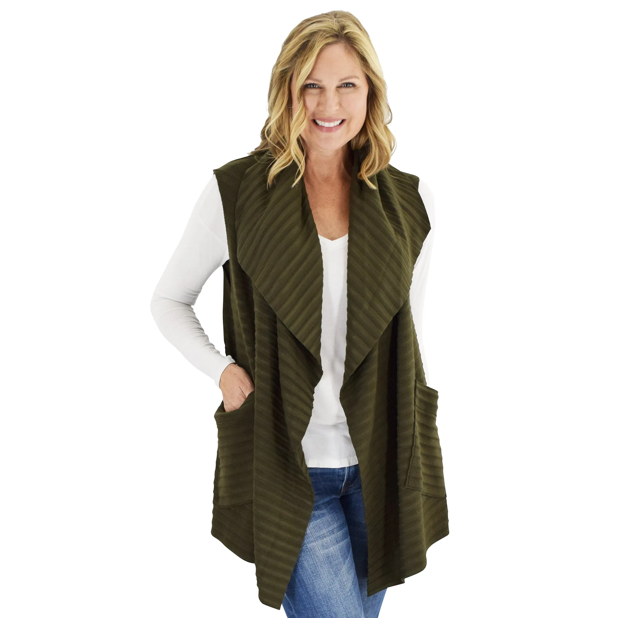 Weekender Cozy Coat Fleece Vest with Pockets Two Sizes!