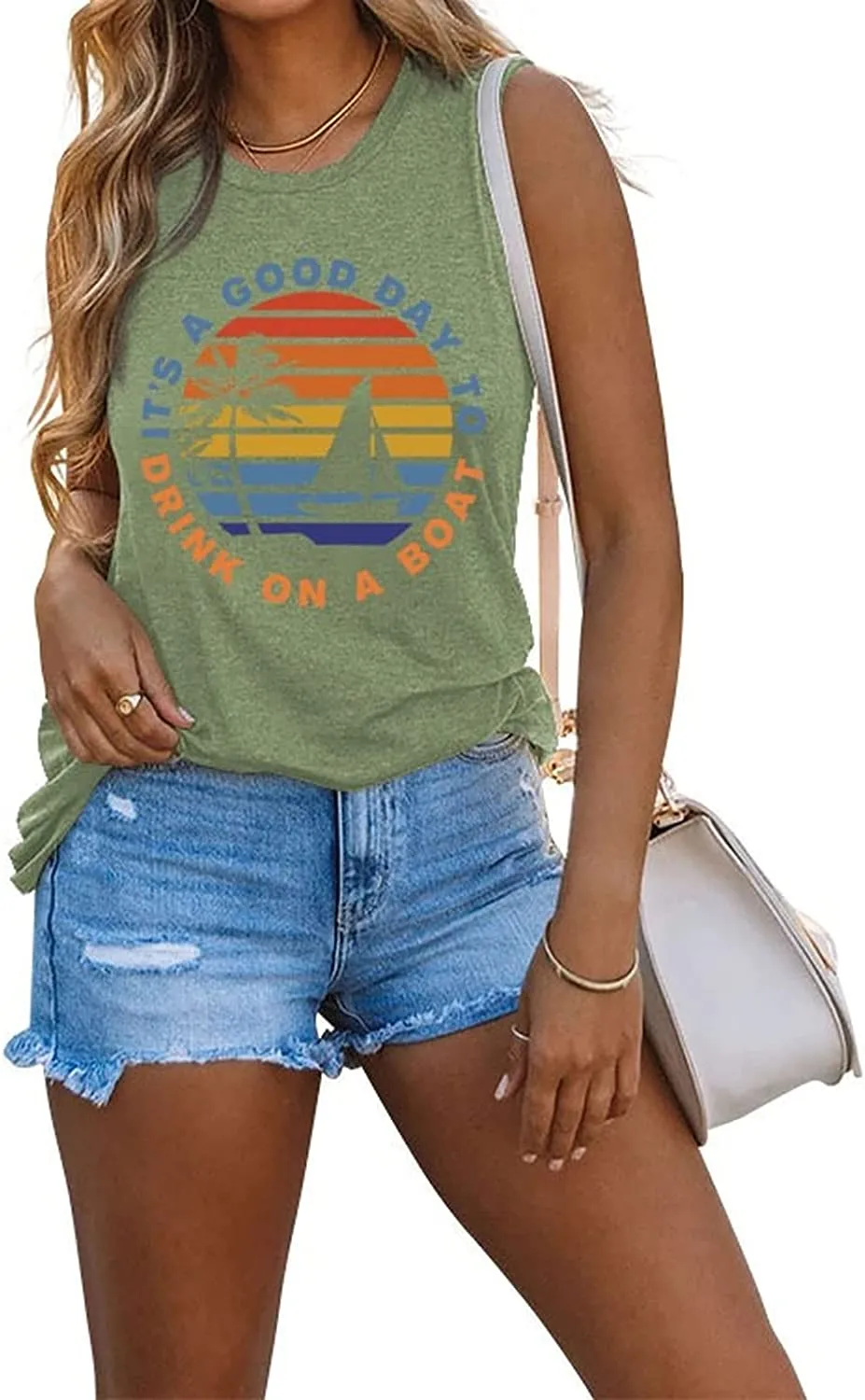 Women Funny Vacay Tank It's A Good Day to Drink on A Boat Drinking Tops