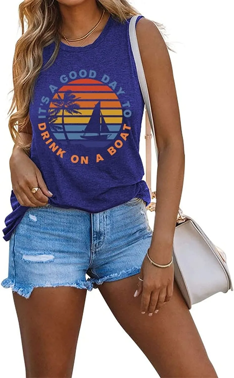 Women Funny Vacay Tank It's A Good Day to Drink on A Boat Drinking Tops