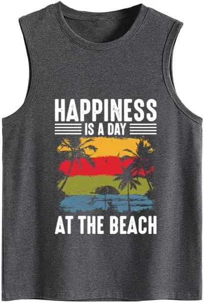 Women Happiness is A Day at The Beach Tank Tops Shirt