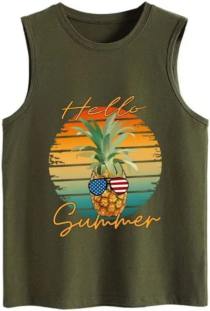 Women Hello Summer Pineapple Tank Tops