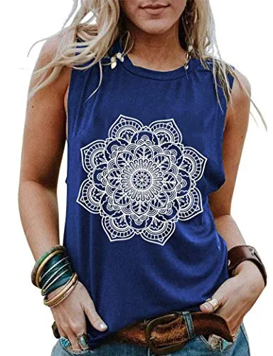 Women Mandala Tank Tops Shirt Bohemian Women Shirt