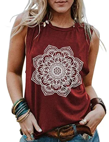 Women Mandala Tank Tops Shirt Bohemian Women Shirt