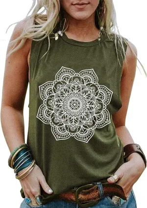 Women Mandala Tank Tops Shirt Bohemian Women Shirt