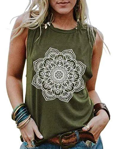 Women Mandala Tank Tops Shirt Bohemian Women Shirt