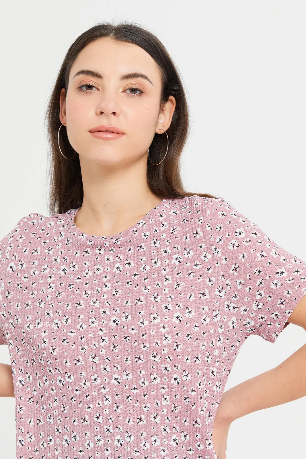 Women Mauve Printed T-Shirt