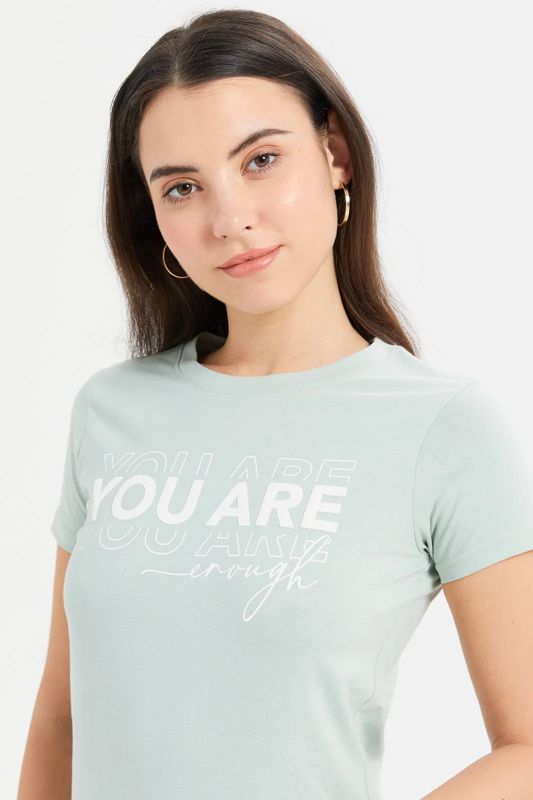 Women Mint You Are Printed T-Shirt