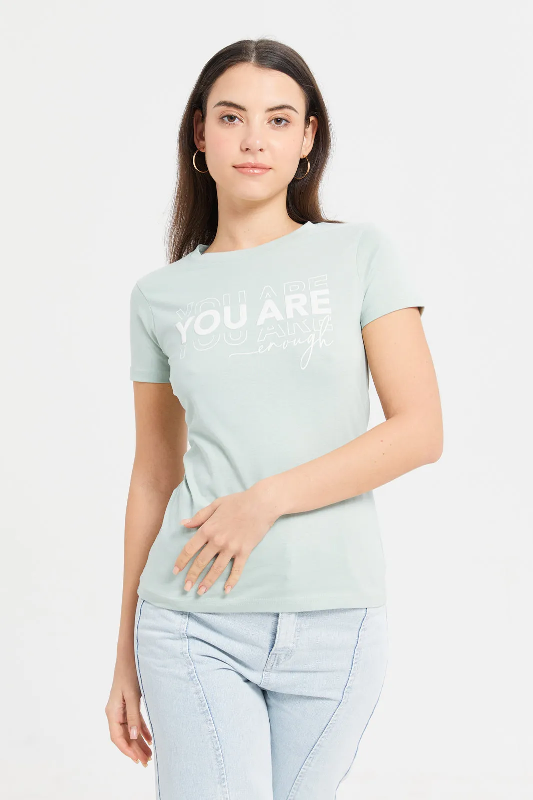 Women Mint You Are Printed T-Shirt