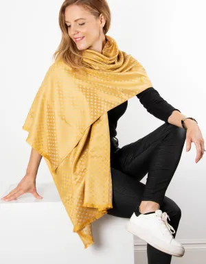 Yellow Star Print Patterned Pashmina