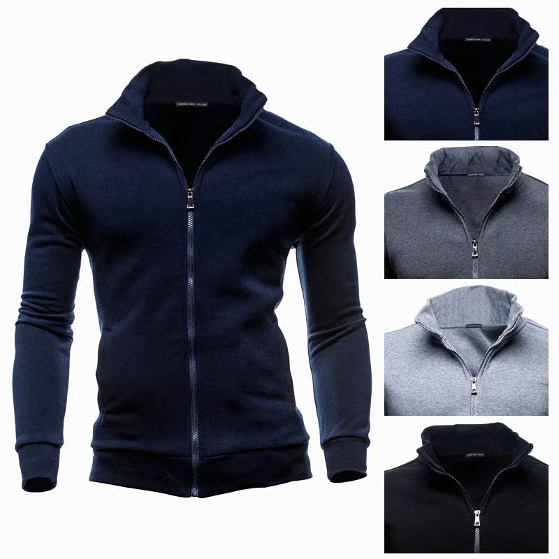 Zipper Stand Collar  Sweatshirts